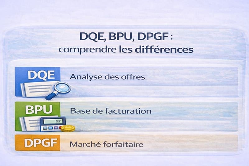 DQE, BPU, DPGF : comprendre les différences selon le type de marché